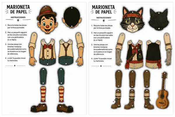Marionetas de cartón articuladas 1