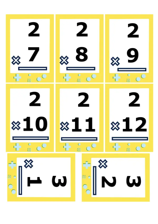 FLASHCARDS TABLAS DE MULTIPLICACIÓN