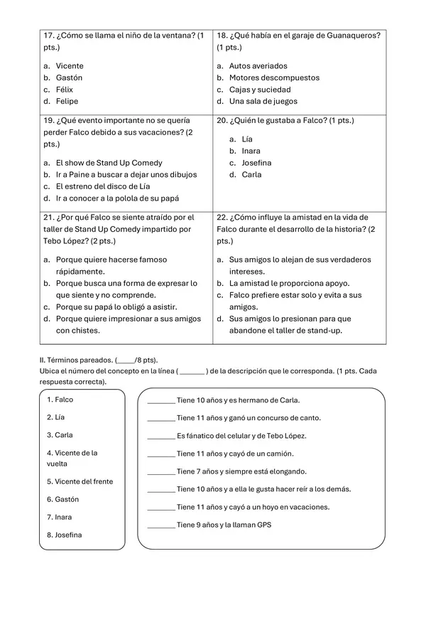 Evaluación Plan Lector Falco- Se ofrece monologuista