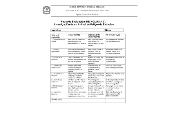 pauta de evaluación tecnología 
