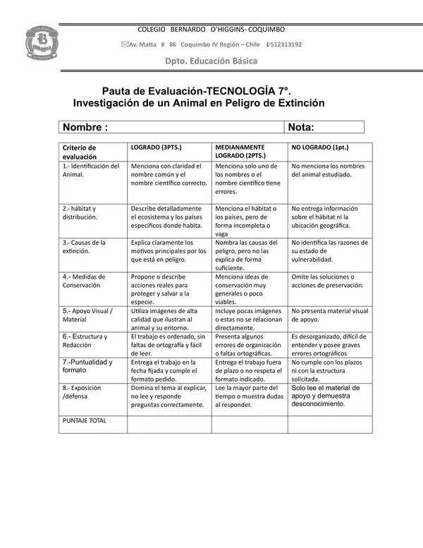 pauta de evaluación tecnología 