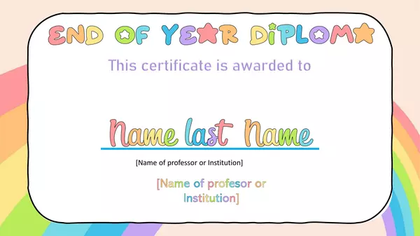 Diploma for the End of the School Year - Editable