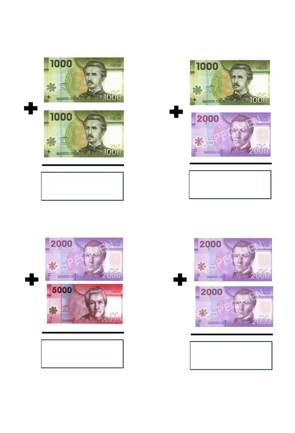 Sumas con monedas y billetes chilenos 