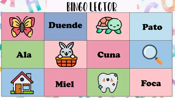 Lotería-bingo  lector palabras con M - S - L - P - S 