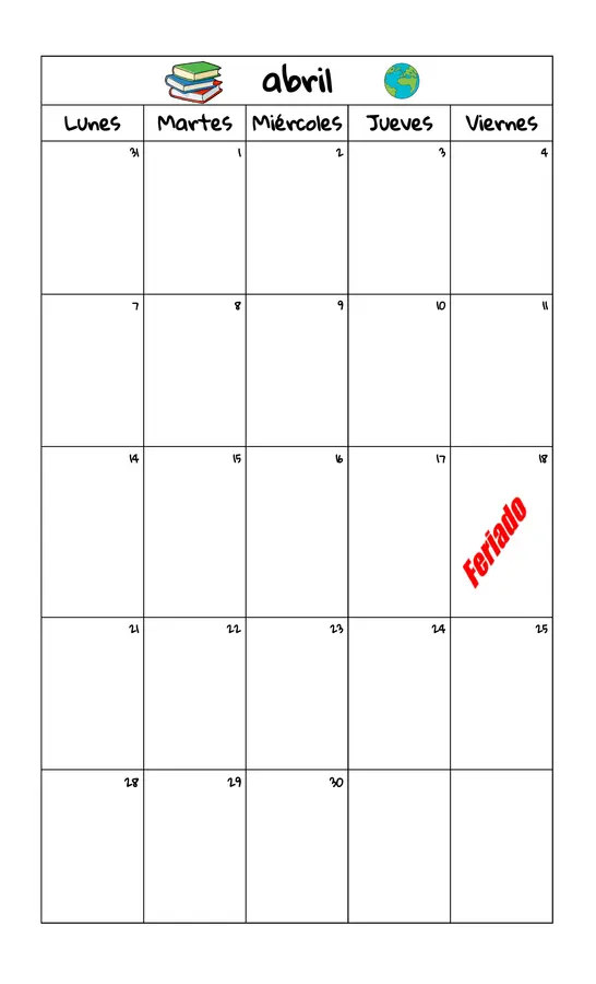 Material: Calendario 2025