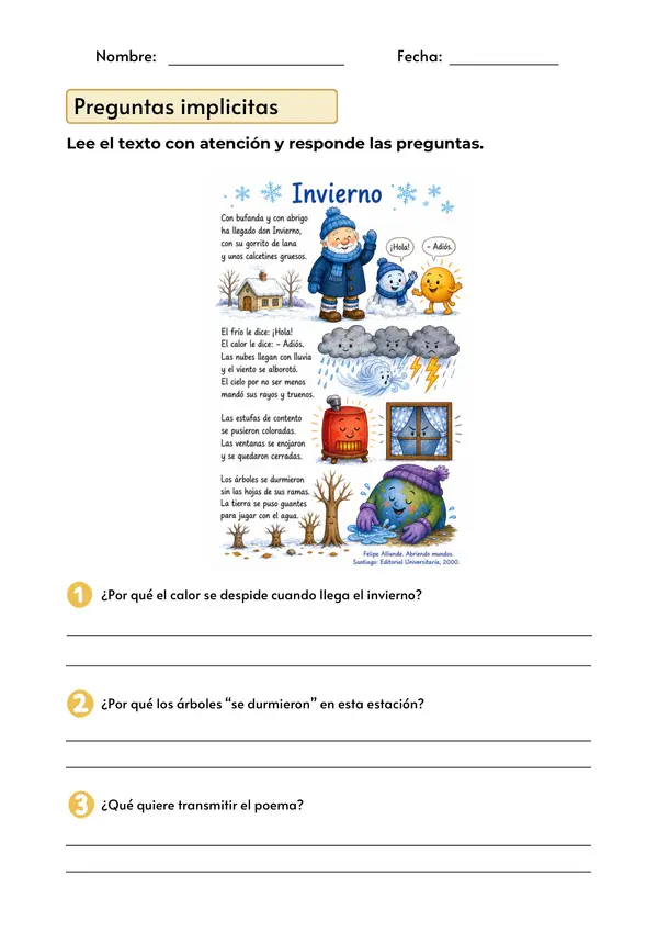 Comprensión Poema "Invierno" 