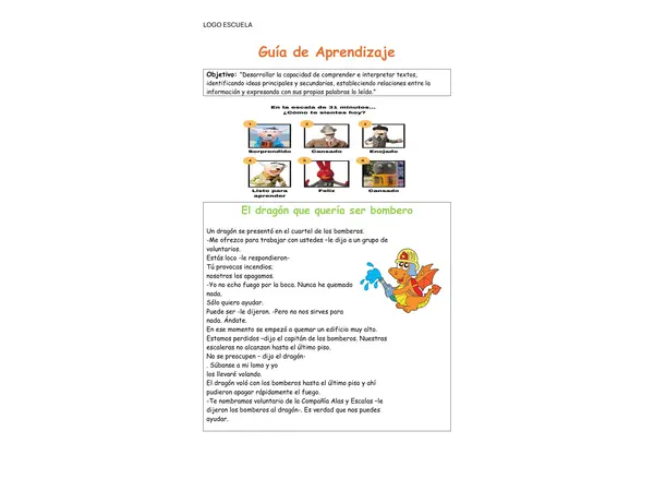 GUIA DE APRENDIZAJE DE COMPRENSIÓN LECTORA