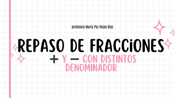 repaso de contenidos de suma y restas de distinto denominador