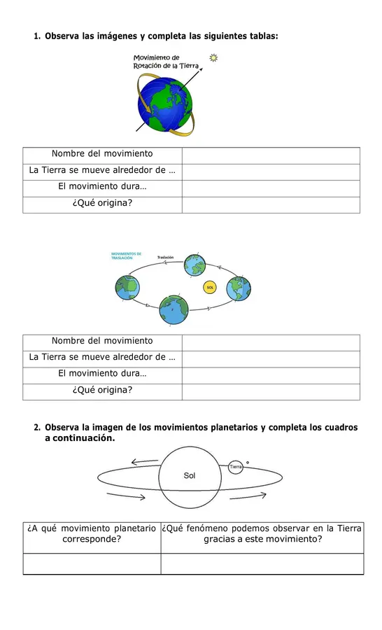 Guía movimientos de la Tierra