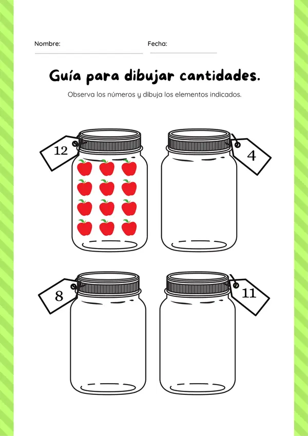 Guía de matemática dibuja las cantidades  Números 0 al 20
