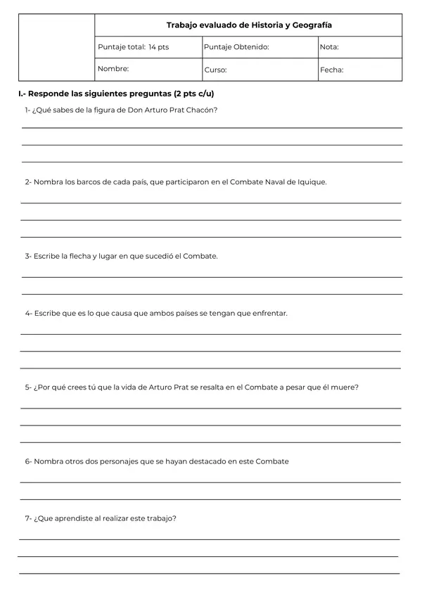 Trabajo evaluado de Historia y Geografía