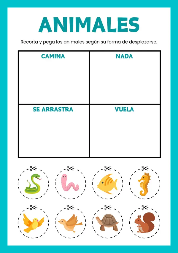 Clasificar animales por desplazamiento