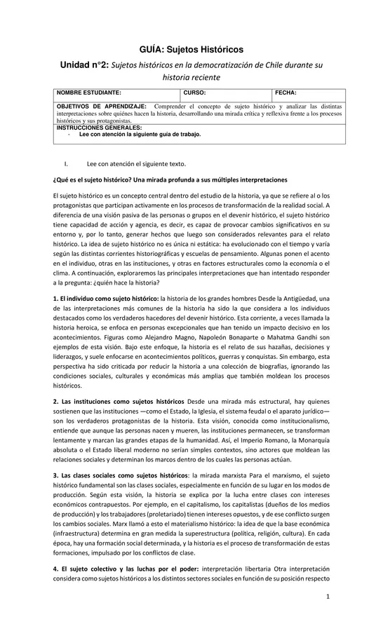 GUÍA SUJETOS HISTÓRICOS