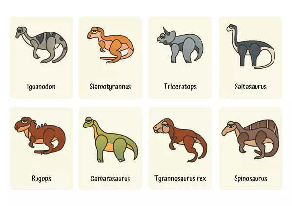 Tarjetas con Ilustraciones: Dinosaurios