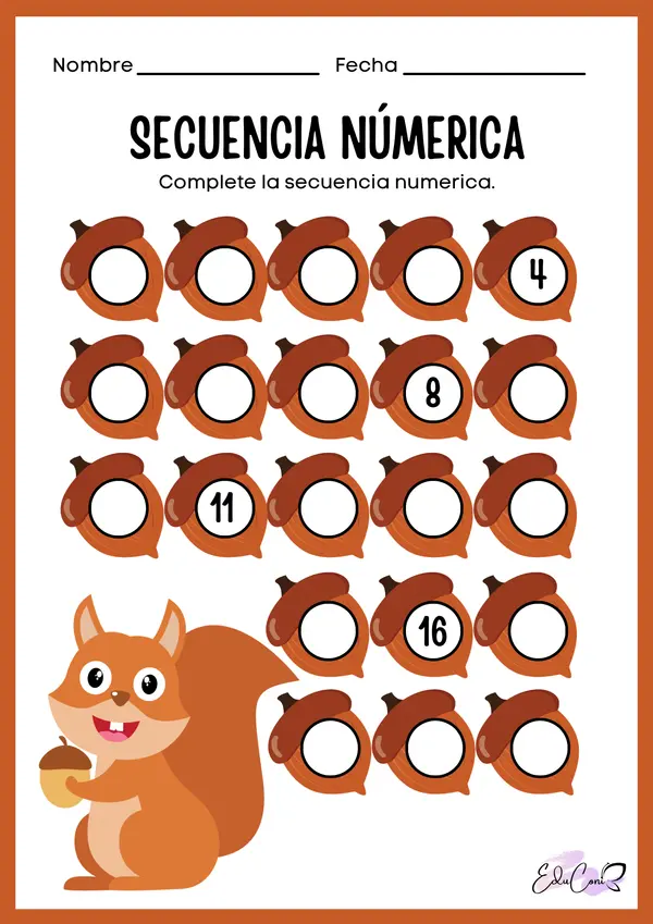 Secuencia ardilla 0 al 20