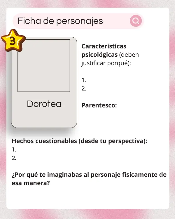 Actividad: Fichas de personajes libro "Como en Santiago"