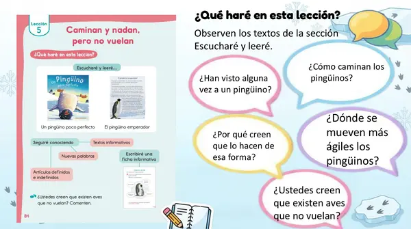 LECCION 5 "Caminan y nadan, pero no vuelan" 2° Básico Leo Primero