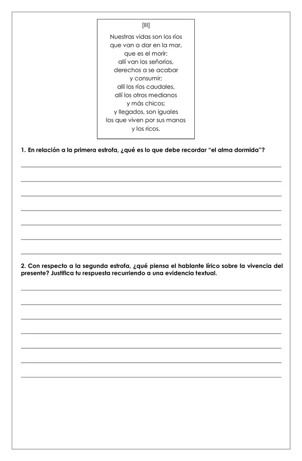 Guía de trabajo - "Coplas de la muerte" (Jorge Manrique) - 7° básico (Lengua y literatura)