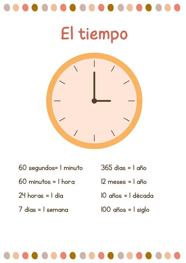 El tiempo: horas, días y meses.