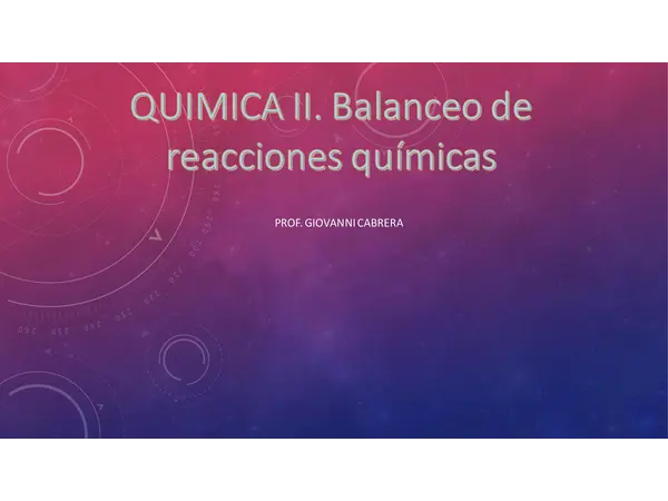 Balance de reacciones quimicas