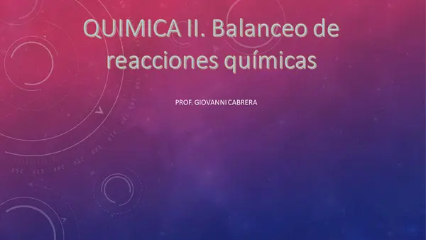 Balance de reacciones quimicas