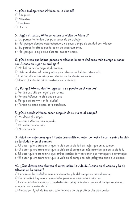 Evaluación de Lectura - Ratón de Campo y Ratón de Ciudad