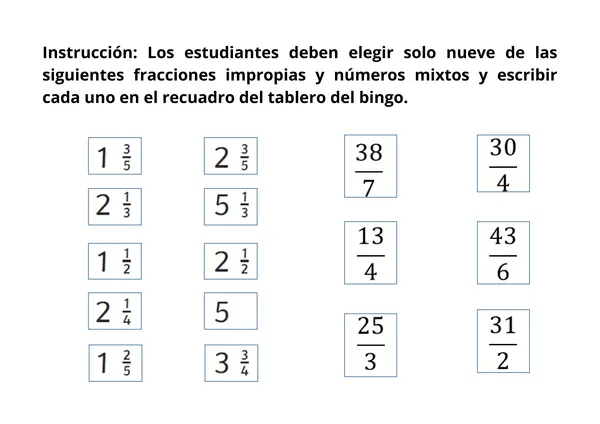 Fracciones impropias y números miztos