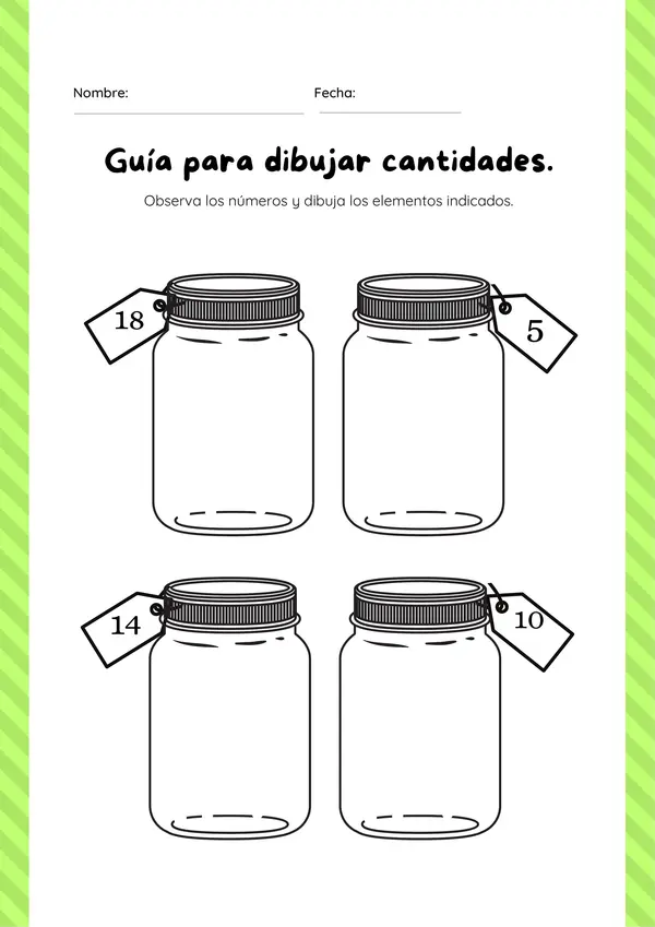 Guía de matemática dibuja las cantidades  Números 0 al 20