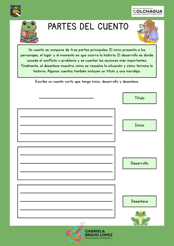 Ficha de trabajo Partes del cuento, Ficha FLIP - N