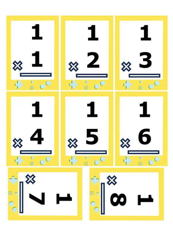 FLASHCARDS TABLAS DE MULTIPLICACIÓN