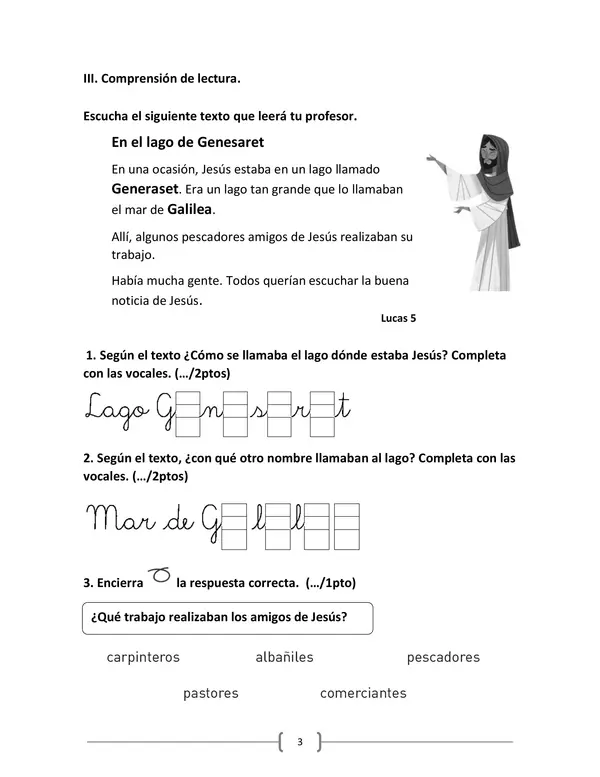 Evaluación de religión unidad 1. El país de Jesús