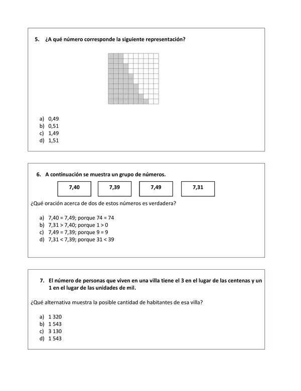 Ensayos Simce 4 básico Matemática