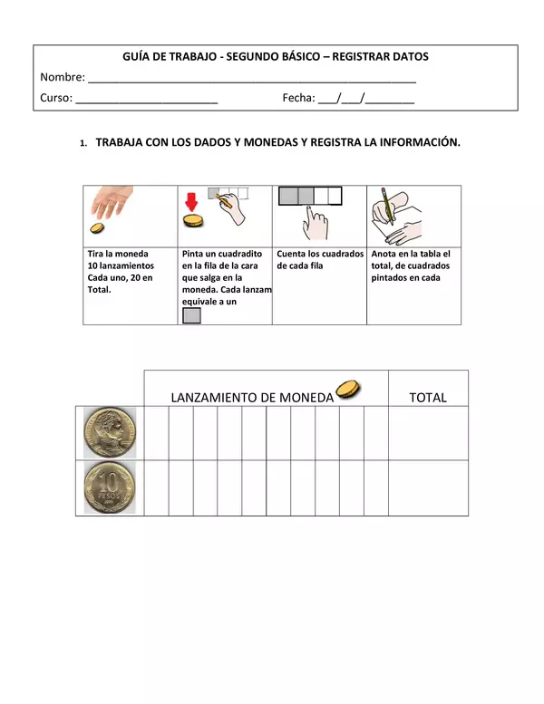 guia, registro de datos, Segundo Basico, Matematicas
