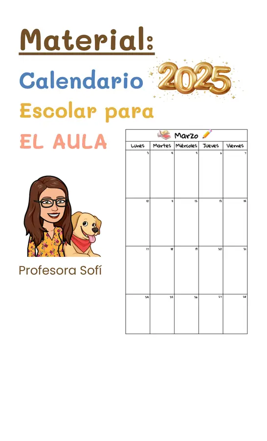 Material: Calendario 2025