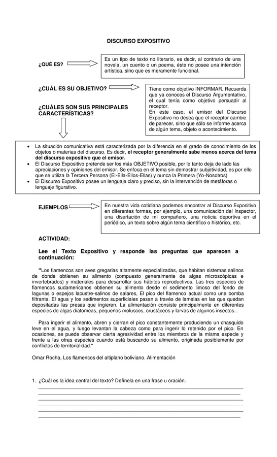 GUIA  DISCURSO EXPOSITIVO, SEPTIMO BASICO, LENGUAJE, UNIDAD 2