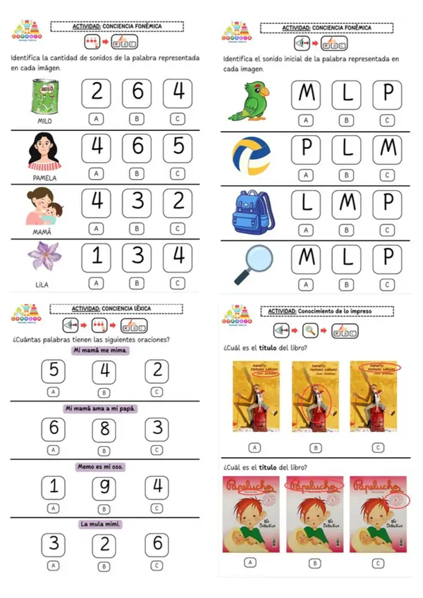 Cuadernillo Impulso lector - habilidades precursoras de la lectura 
