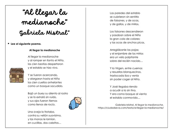 Guía de trabajo - Análisis e interpretación “Al llegar la medianoche” Gabriela Mistral