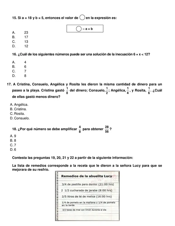 Evaluación de matemática Primer semestre 5° año.