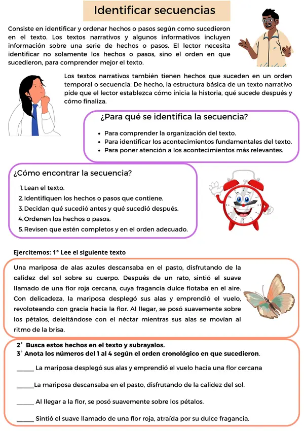 Comprensión Lectora, Reconstruir la secuencia de acciones
