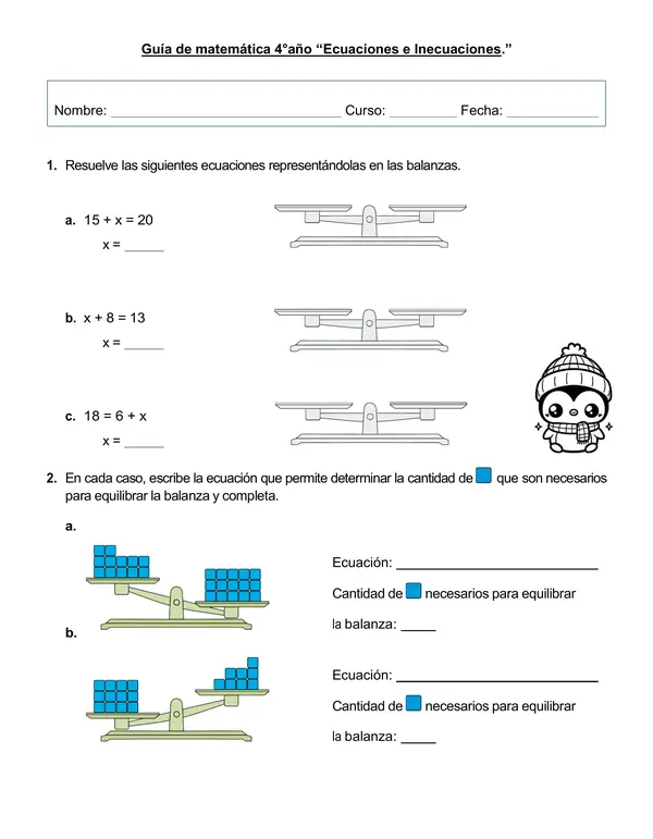 Guía de matemática 4°año "Ecuaciones e Inecuaciones"