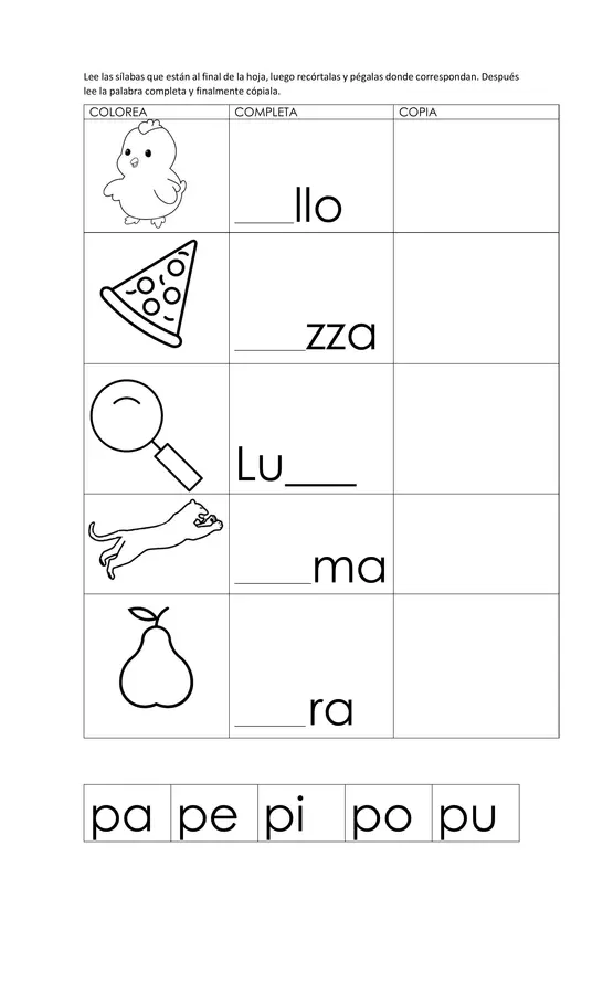 Guía Consonantes m y p