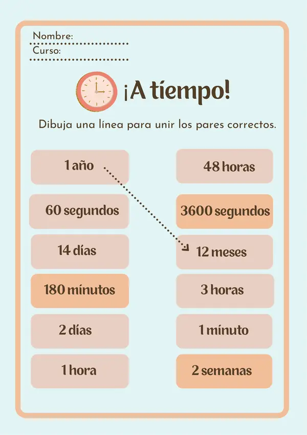 El tiempo: horas, días y meses.