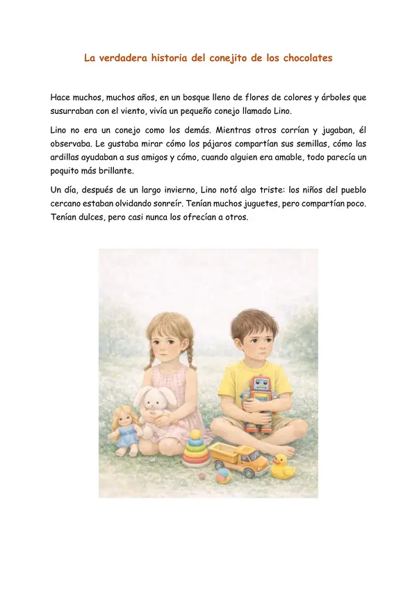 Cuento Infantil: La verdadera historia del conejito de los chocolates 