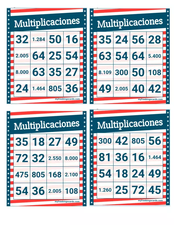 Bingo multiplicaciones