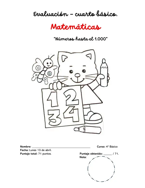 Evaluación Matemáticas “Números hasta el 1.000”