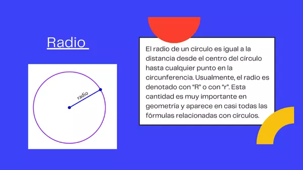 Radio, diámetro y perímetro del círculo.