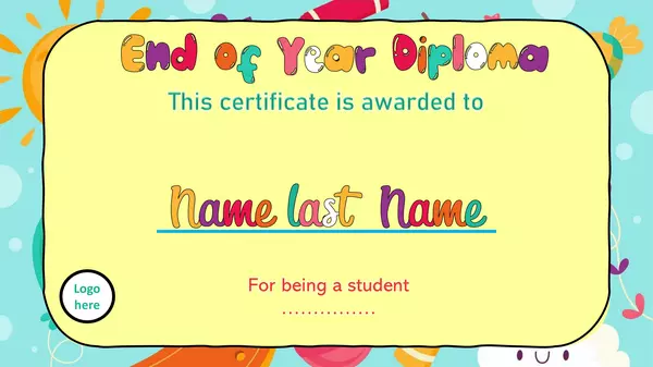 Diploma for the End of the School Year - Editable
