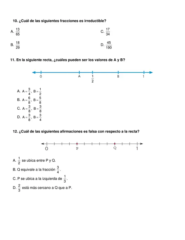 Evaluación "Fracciones" 5° año básico