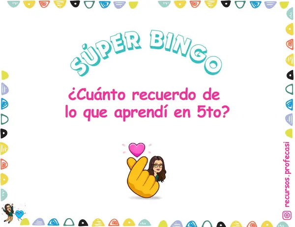 BINGO ¿CUÁNTO RECUERDO DE 5TO BÁSICO?