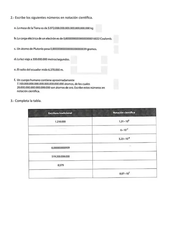 Ejercicios de Notación científica 